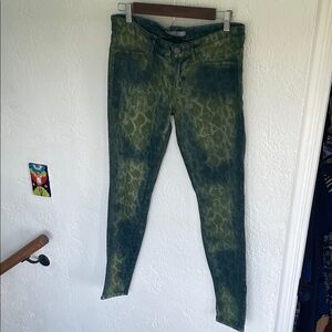 Rich & Skinny Teal Green Python Print Jeans Size 29